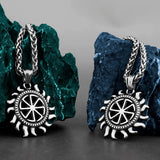 316L Stainless Steel Sun Wheel Pendant Necklace Unique Pagan Amulet Jewelry Retro Mysterious Slavic Symbol Wholesale Necklaces Viking Warriors