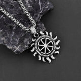 316L Stainless Steel Sun Wheel Pendant Necklace Unique Pagan Amulet Jewelry Retro Mysterious Slavic Symbol Wholesale Necklaces Viking Warriors