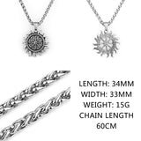 316L Stainless Steel Sun Wheel Pendant Necklace Unique Pagan Amulet Jewelry Retro Mysterious Slavic Symbol Wholesale Necklaces Viking Warriors