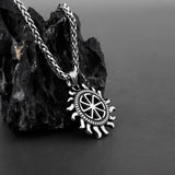 316L Stainless Steel Sun Wheel Pendant Necklace Unique Pagan Amulet Jewelry Retro Mysterious Slavic Symbol Wholesale Necklaces Viking Warriors