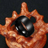 8mm Black Titanium Steel Ring Viking Warriors