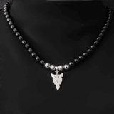 Black Onyx Beaded  Arrow Pendant necklace Viking Warriors