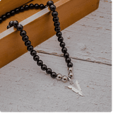 Black Onyx Beaded  Arrow Pendant necklace Viking Warriors