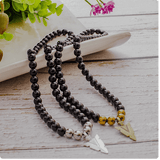 Black Onyx Beaded  Arrow Pendant necklace Viking Warriors