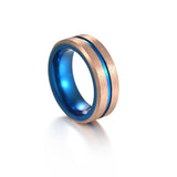Blue Tungsten Carbide Wedding Bands ring Viking Warriors