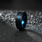 Blue Tungsten Carbide Wedding Bands ring Viking Warriors
