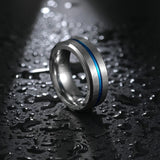 Blue Tungsten Carbide Wedding Bands ring Viking Warriors