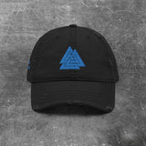 Blue Valknut Distressed Dad Hat Hats Viking Warriors