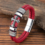 Braided Leather Cross Bracelet Bracelets Viking Warriors