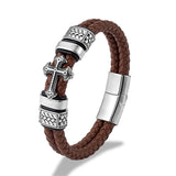 Braided Leather Cross Bracelet Bracelets Viking Warriors
