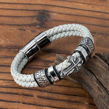 Braided Leather Cross Bracelet Bracelets Viking Warriors
