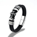Braided Leather Cross Bracelet Bracelets Viking Warriors