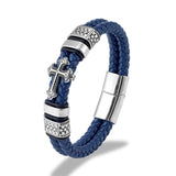 Braided Leather Cross Bracelet Bracelets Viking Warriors