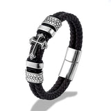 Braided Leather Cross Bracelet Bracelets Viking Warriors