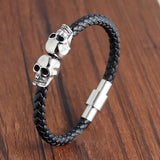 Braided Leather Skull Bracelet Bracelets Viking Warriors