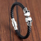 Braided Leather Skull Bracelet Bracelets Viking Warriors