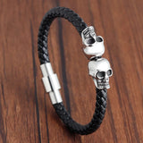 Braided Leather Skull Bracelet Bracelets Viking Warriors