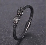 Braided Leather Skull Bracelet Bracelets Viking Warriors