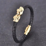 Braided Leather Skull Bracelet Bracelets Viking Warriors