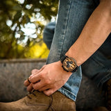 Chronograph Wooden / Leather Wristwatch Watches Viking Warriors