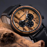 Chronograph Wooden / Leather Wristwatch Watches Viking Warriors