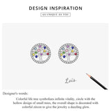 Colorful Tree of Life 925 Sterling Silver Stud Earrings tree of life earrings Viking Warriors