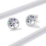 Colorful Tree of Life 925 Sterling Silver Stud Earrings tree of life earrings Viking Warriors