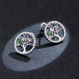 Colorful Tree of Life 925 Sterling Silver Stud Earrings tree of life earrings Viking Warriors