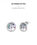 Colorful Tree of Life 925 Sterling Silver Stud Earrings tree of life earrings Viking Warriors