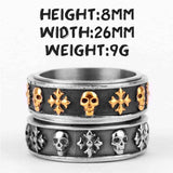 Cross Skull Spinner Ring Viking Warriors