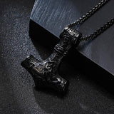 Dark Mjölnir Hammer Pendant Necklace Necklaces Viking Warriors