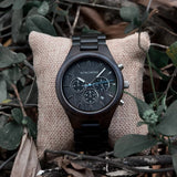 Ebony Wood Chronograph Wristwatch Watches Viking Warriors