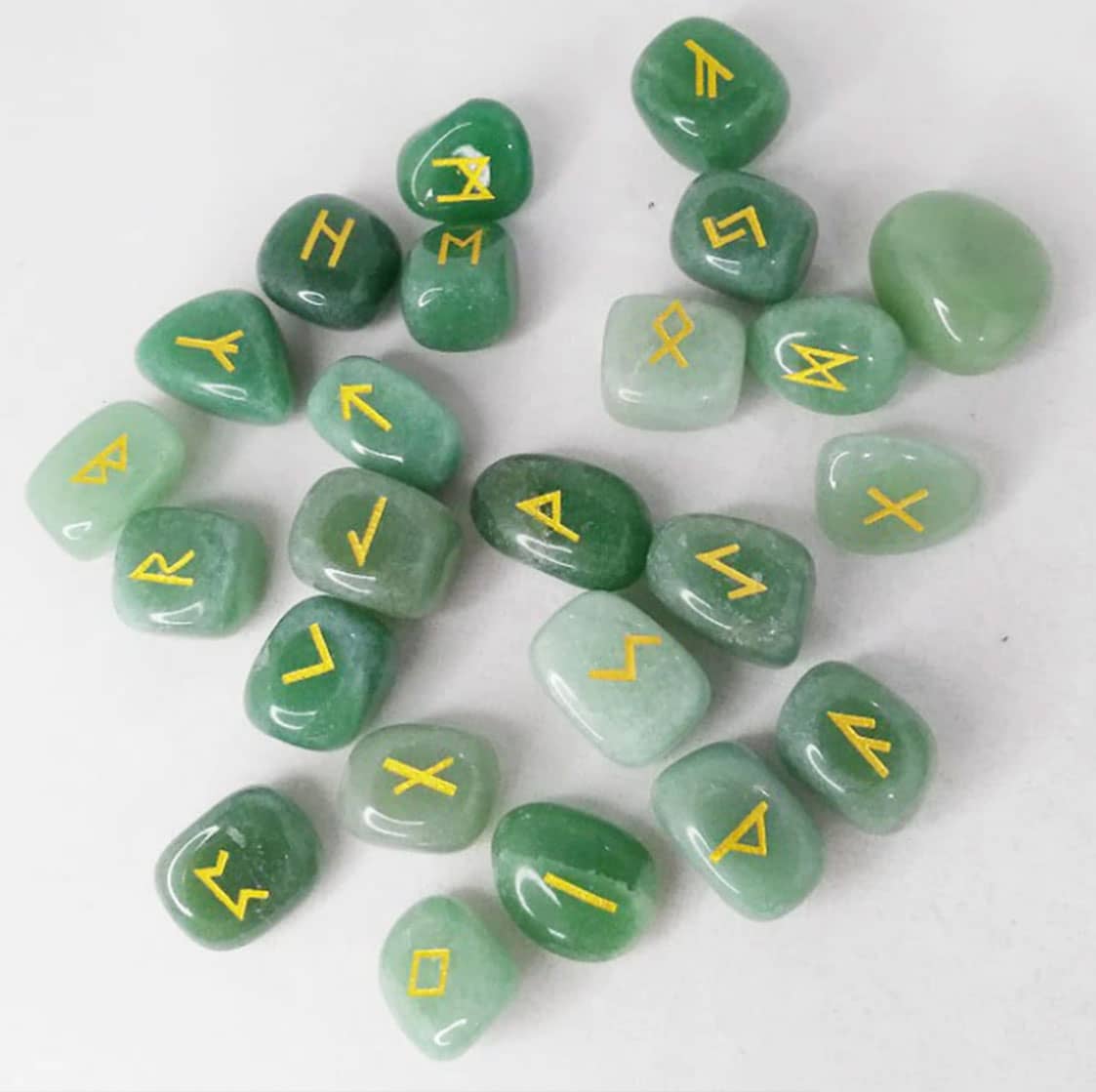 Emerald Green Crystal Rune Stones