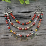 Ethnic Beads Necklace Slavic Viking Moon Brooch Necklace Viking Warriors