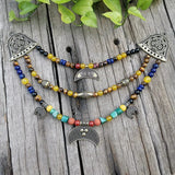 Ethnic Beads Necklace Slavic Viking Moon Brooch Necklace Viking Warriors