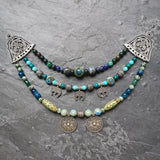 Ethnic Beads Necklace Slavic Viking Moon Brooch Necklace Viking Warriors