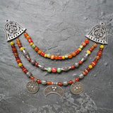Ethnic Beads Necklace Slavic Viking Moon Brooch Necklace Viking Warriors