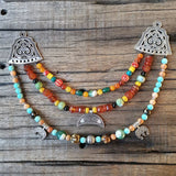 Ethnic Beads Necklace Slavic Viking Moon Brooch Necklace Viking Warriors