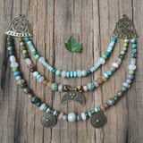 Ethnic Beads Necklace Slavic Viking Moon Brooch Necklace Viking Warriors