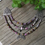 Ethnic Beads Necklace Slavic Viking Moon Brooch Necklace Viking Warriors
