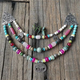 Ethnic Beads Necklace Slavic Viking Moon Brooch Necklace Viking Warriors