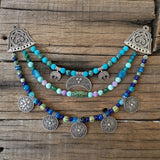 Ethnic Beads Necklace Slavic Viking Moon Brooch Necklace Viking Warriors