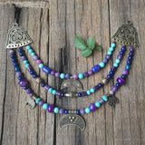 Ethnic Beads Necklace Slavic Viking Moon Brooch Necklace Viking Warriors