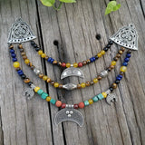 Ethnic Beads Necklace Slavic Viking Moon Brooch Necklace Viking Warriors