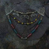 Ethnic Beads Necklace Slavic Viking Moon Brooch Necklace Viking Warriors