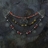 Ethnic Beads Necklace Slavic Viking Moon Brooch Necklace Viking Warriors