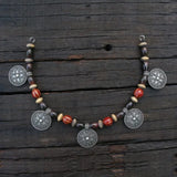 Ethnic Beads Necklace Slavic Viking Moon Brooch Necklace Viking Warriors
