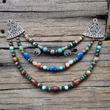 Ethnic Beads Necklace Slavic Viking Moon Brooch Necklace Viking Warriors