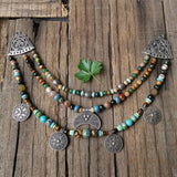 Ethnic Beads Necklace Slavic Viking Moon Brooch Necklace Viking Warriors