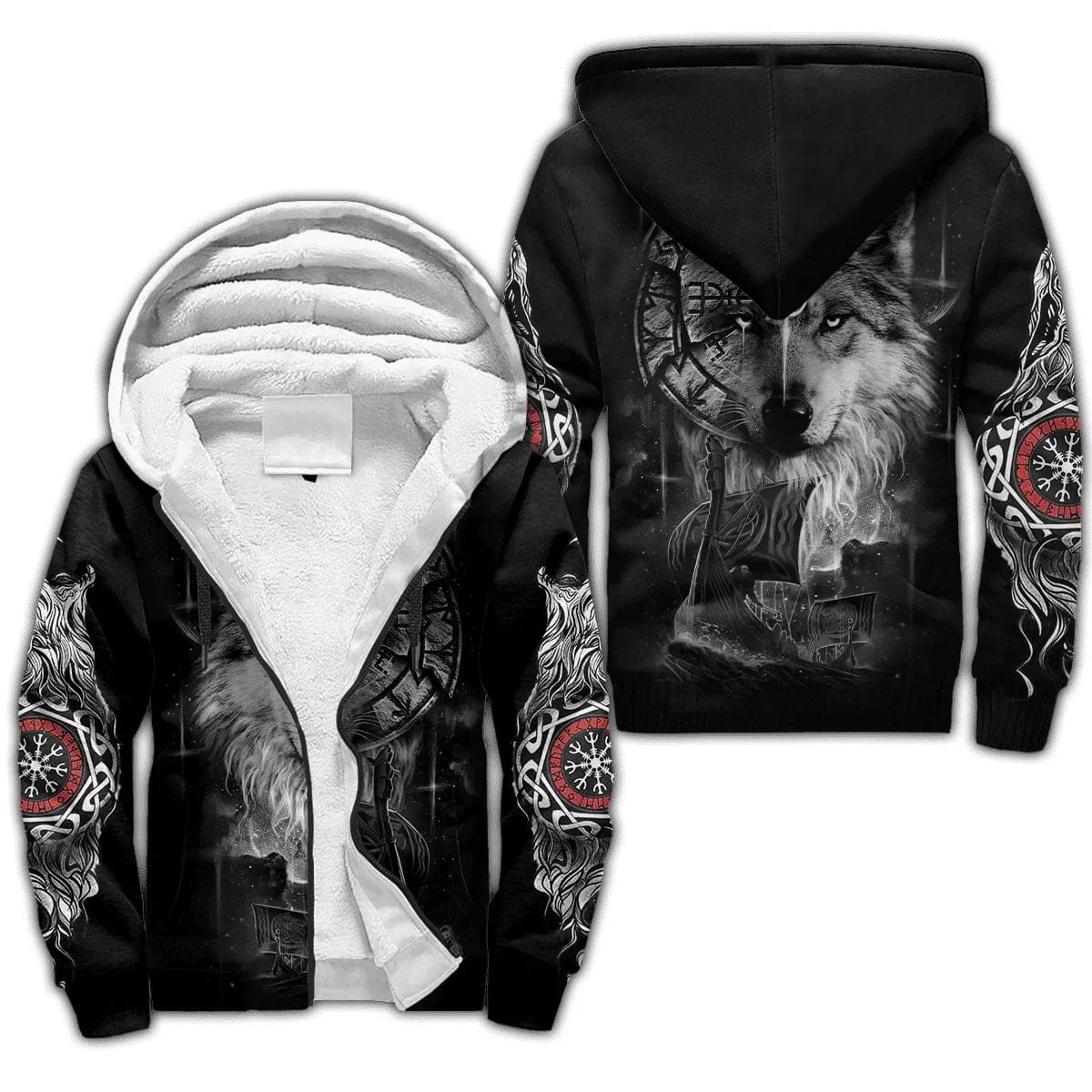 Viking Odin Fenrir Wolf Print Luggage Cover Protector